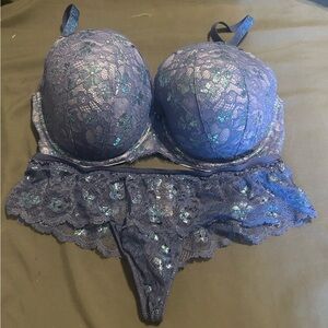 Elegant Blue Lace Lingerie Set - Victoria’s Secret